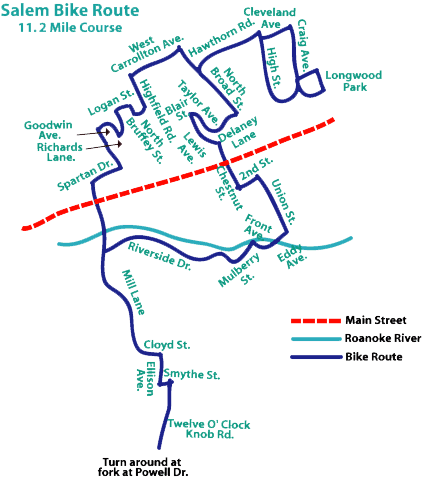 Map of the Salem Bike Route.
