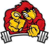 Cartoon Cardinal with Barbell