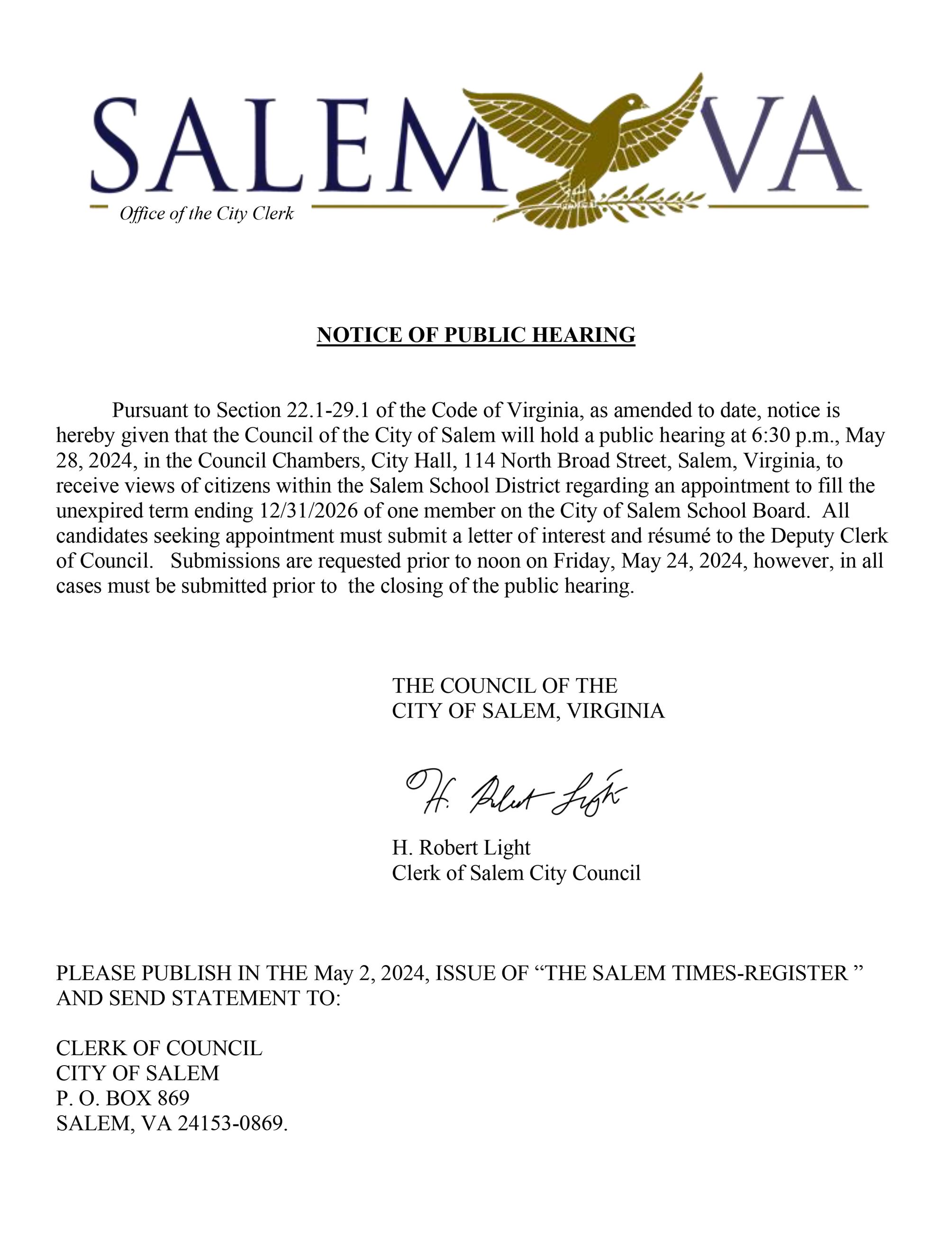 SCHOOL BOARD LEGAL - May 2024